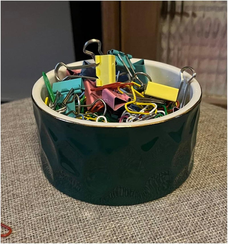 Aewill Ceramic Paper Clip Holder Ceramic Paper Clip Dispenser Organizer for Office Desk Binder Clip Holder (Dark Green) - Image 3